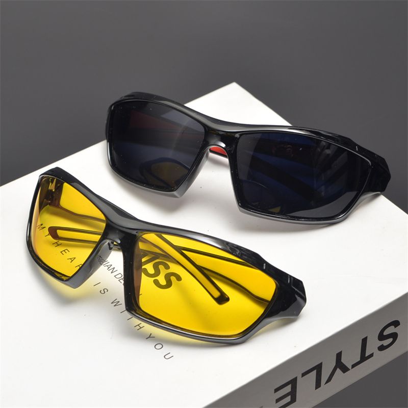 LazyZoom European American Retro Mechanical Black Thick Frame Colorful Color Changing Driver Polarized Men And Women Windproof_voghion.com
