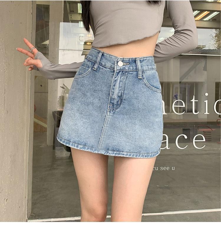 Gonna in denim da donna, modello primavera e autunno, nuova gonna nera a vita alta con linea a trapezio, abbinabile a tutti gli abiti_voghion.com