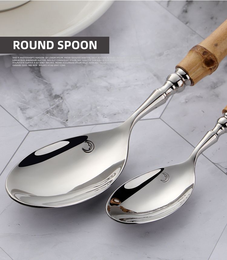 Bamboo Handle Cutlery - 18/10 Stainless Steel Set_voghion.com