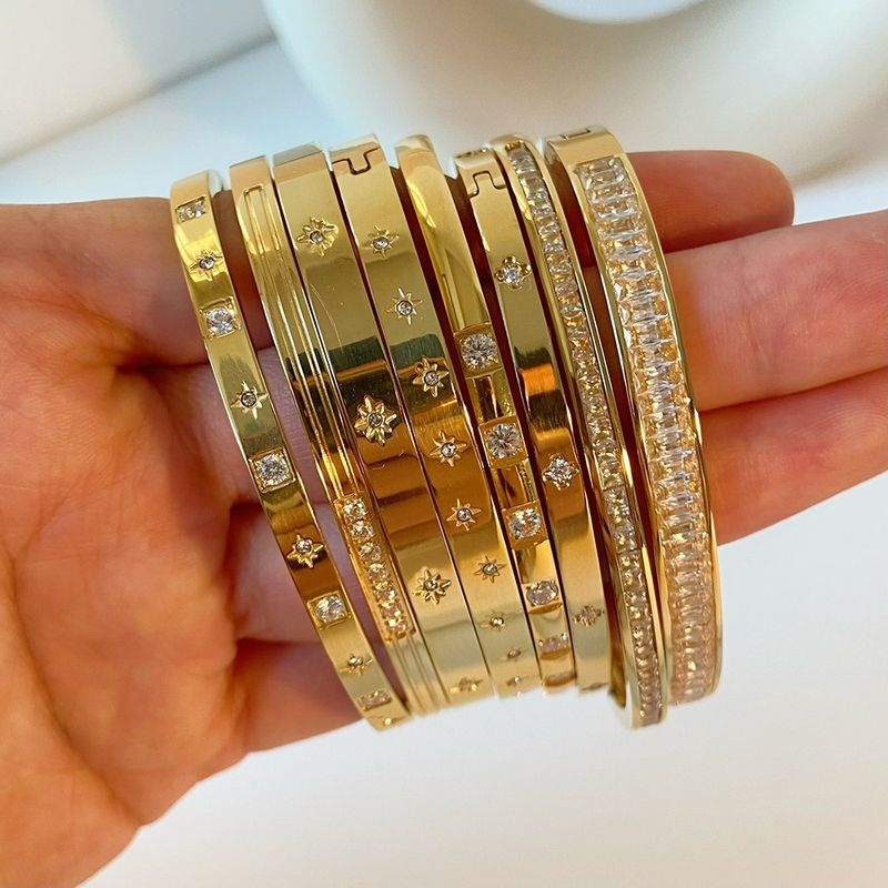 Zapestnica iz pozlačenega cirkona iz nerjavečega jekla Instagram Wind Titanium Hexagram Star Buckle_voghion.com