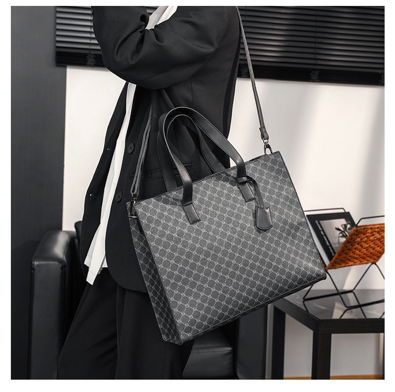 Handtasche mit horizontalem Muster, koreanische Version, Herren-Trend-Schulter, vielseitige Umhängetasche, Computertasche_voghion.com