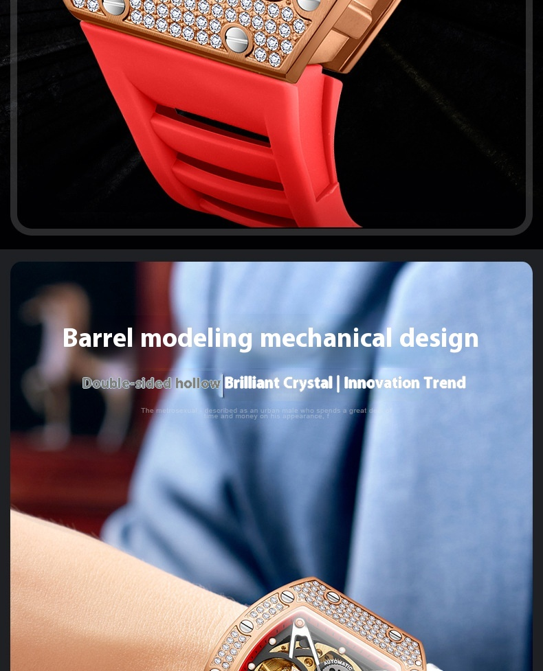 Fashion Diamond New Aurona/ONOLA Live Full Automatic Mechanical Watch Men's Silicone Tape Waterproof_voghion.com