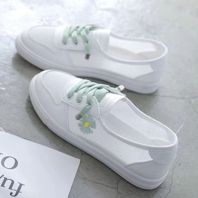 White For Women Summer 2025 New Casual Hollow Breathable Mesh Shoes Flat Sneakers Thin Korean Style Versatile_voghion.com