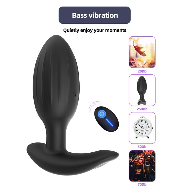 Vibratore anale con telecomando, con spina anale, massaggiatore per la prostata, viola e nero._voghion.com