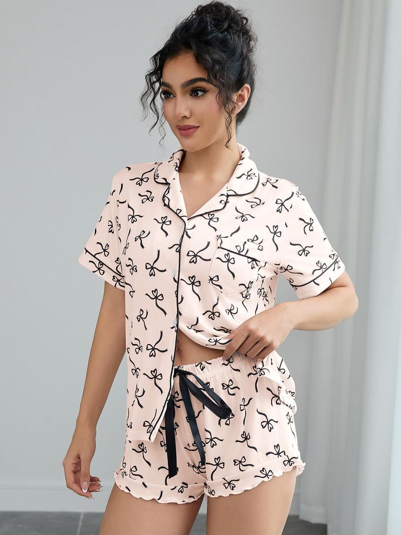 Women's Summer Sleepwear Set – Short Sleeve Top & Shorts – Soft Milk Silk Fabric – Comfortable Home & Outdoor Loungewear_voghion.com