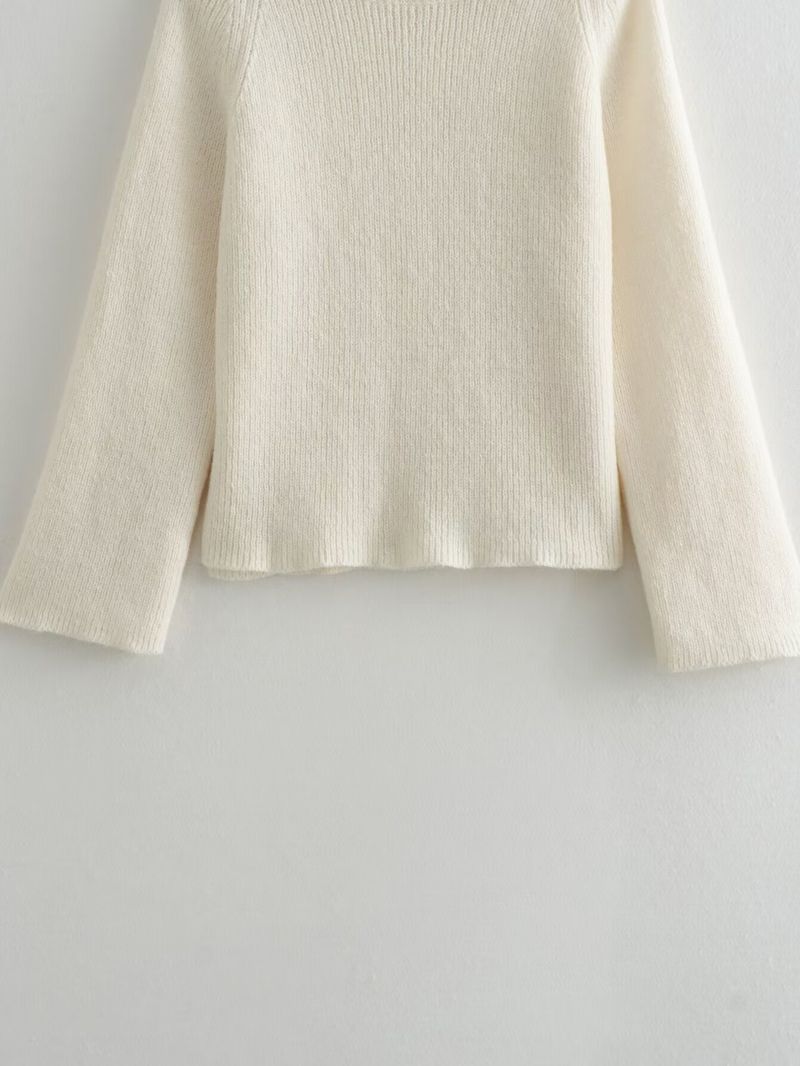 Damen Off-Shoulder Slim Fit Einfarbiger Pullover Herbst Winter Mode Strickwaren Lässiger Pullover Off Shoulder Sexy Slim Einfarbiger Pullover_voghion.com