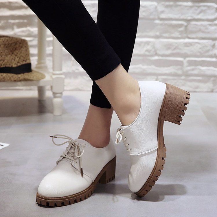 SHLIANG New Women's Leather Shoes Fashion Lock Shoes Thick Bottom Casual Shoes Solid Color Breathable Ankle Boot For Women Y0311_voghion.com