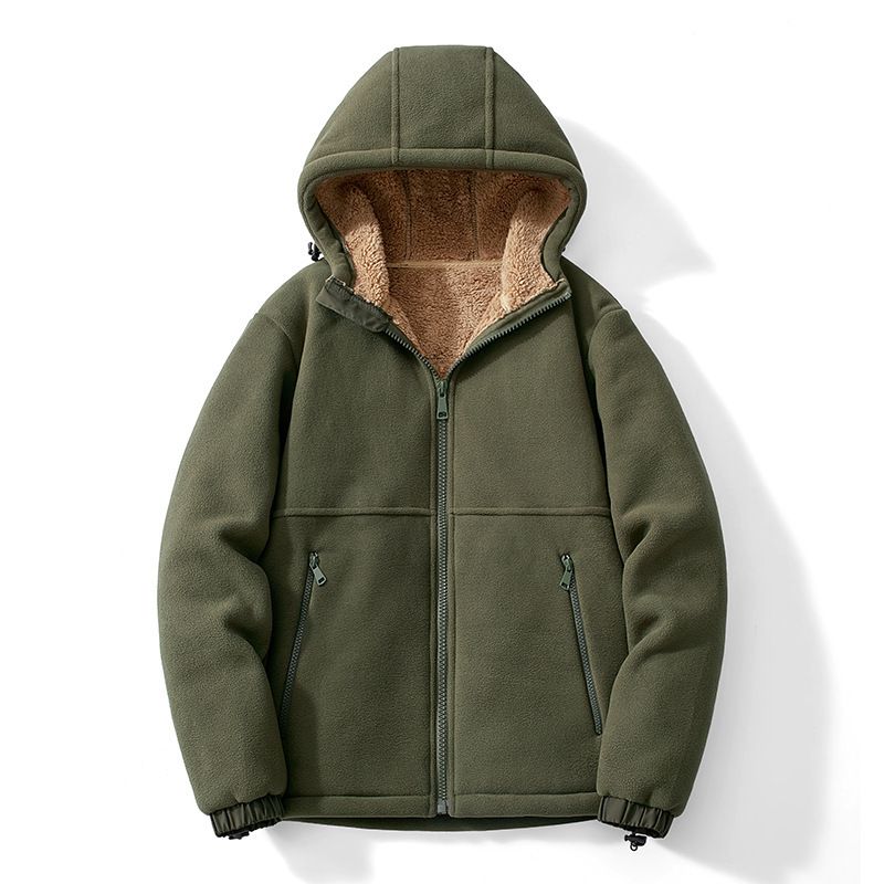 Outdoor Herbst Winter Lammwolle Kleidung Kapuzenjacke für Männer und Frauen, verdicktes Fleece warmes Sweatshirt_voghion.com
