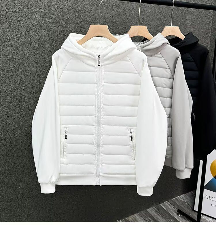 Men's Clothing Men's Autumn And Winter Cotton Casual Hooded Lining Full Edge Light Sweater Couple Jacket Casual Top Solid Color Stitching_voghion.com