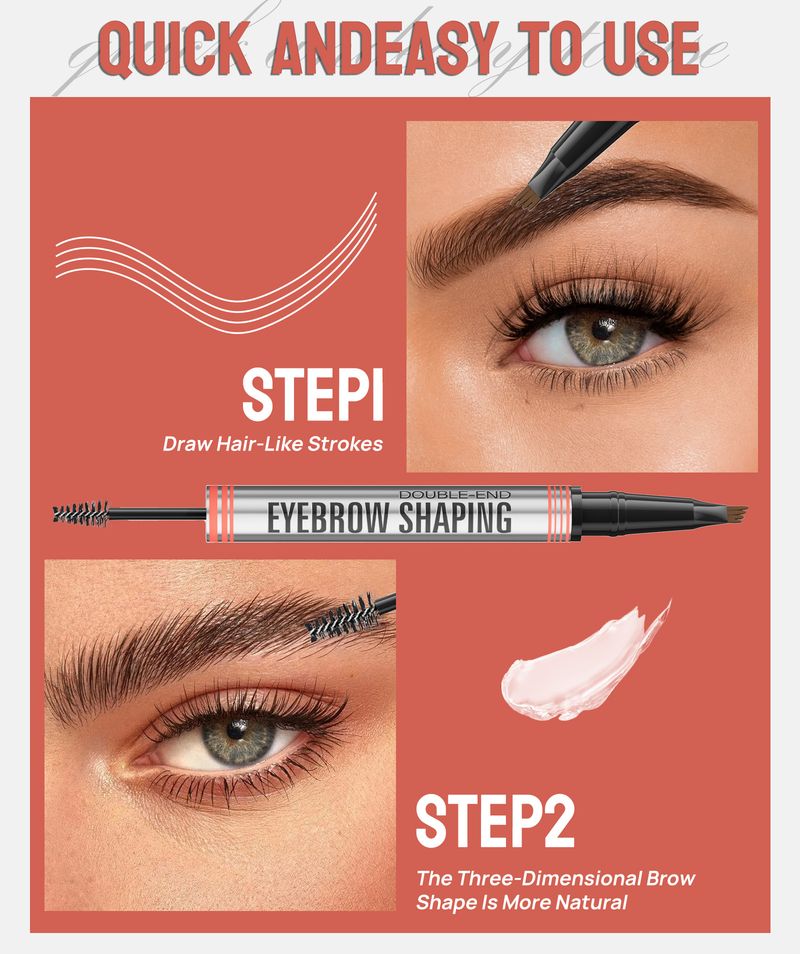 Trucco Hellokiss Matita per sopracciglia liquida a doppia testa e quattro punte 2 in 1 Crema per modellare le sopracciglia Impermeabile Colore ad asciugatura rapida_voghion.com