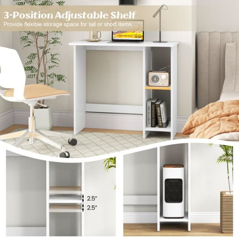 Computer Small Adjustable Desk And Storage With Shelf_voghion.com