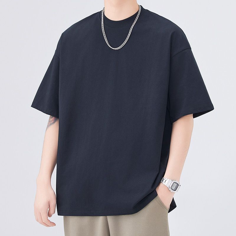 Nueva camiseta de manga corta Solona Ice de 230 g para hombre, cuello redondo pequeño y holgado, talla grande, informal, sencilla, color liso._voghion.com