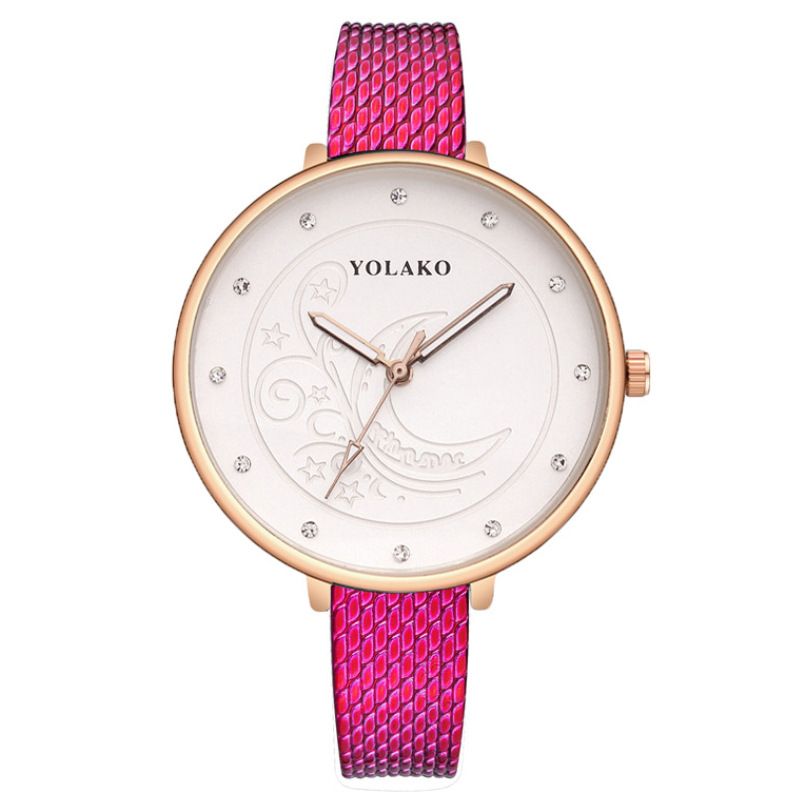 Fashion Diamond-Studded Printed Women's Plastic Band Quartz Watch_voghion.com