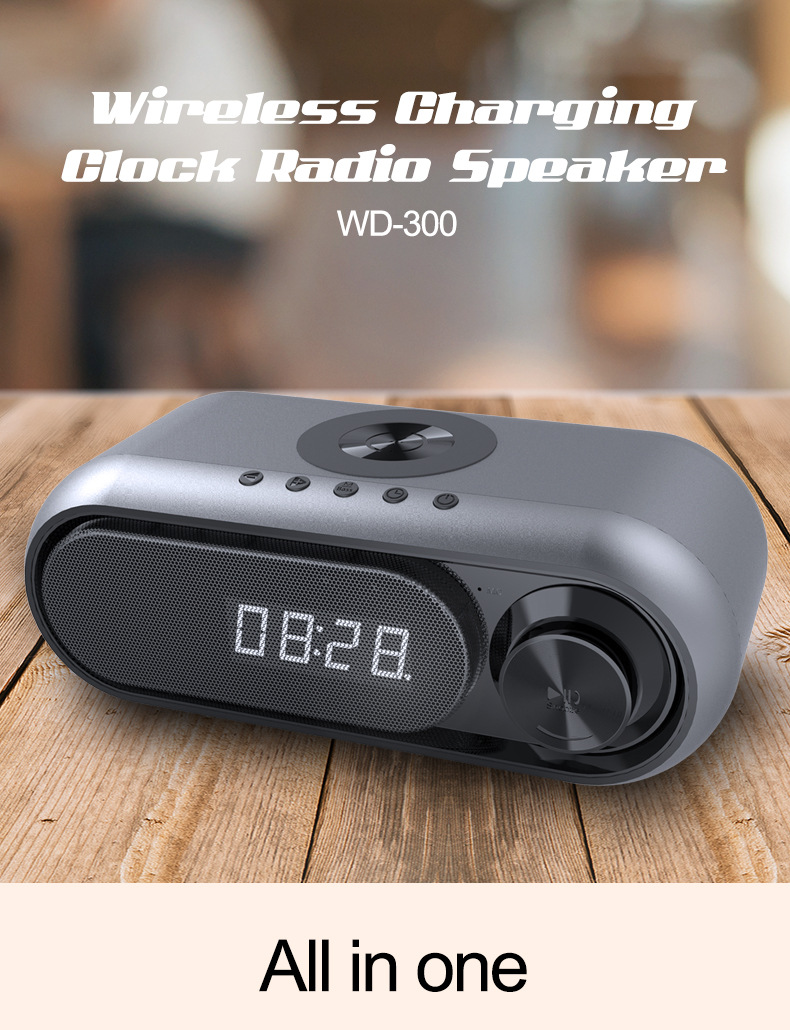 Încărcare fără fir Difuzor FM Bluetooth și ceas ceas cu alarmă Încărcător fără fir 3-în-1 pentru pat_voghion.com
