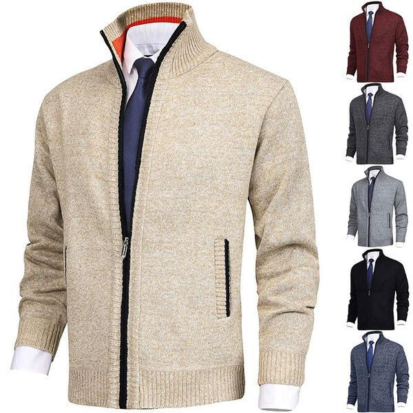 Cappotto in maglia maglione cardigan moda colletto alla coreana da uomo di grandi dimensioni_voghion.com