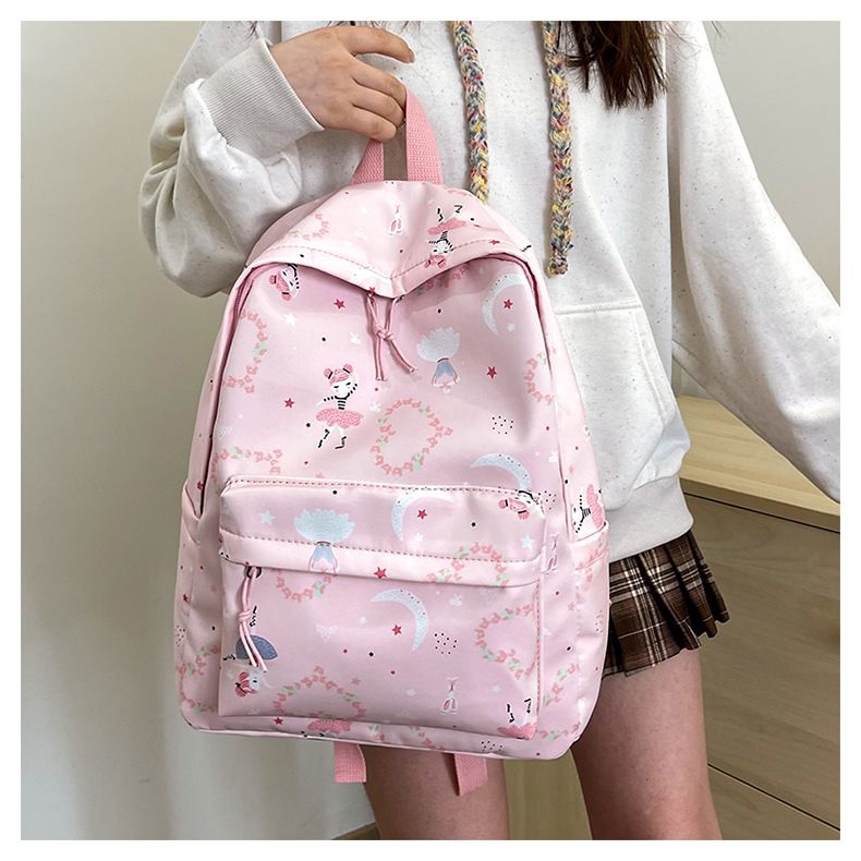 2024 New Heart Cute Pink Series Zaino di grande capacità Borsa da scuola per ragazza morbida stampata su Instagram_voghion.com