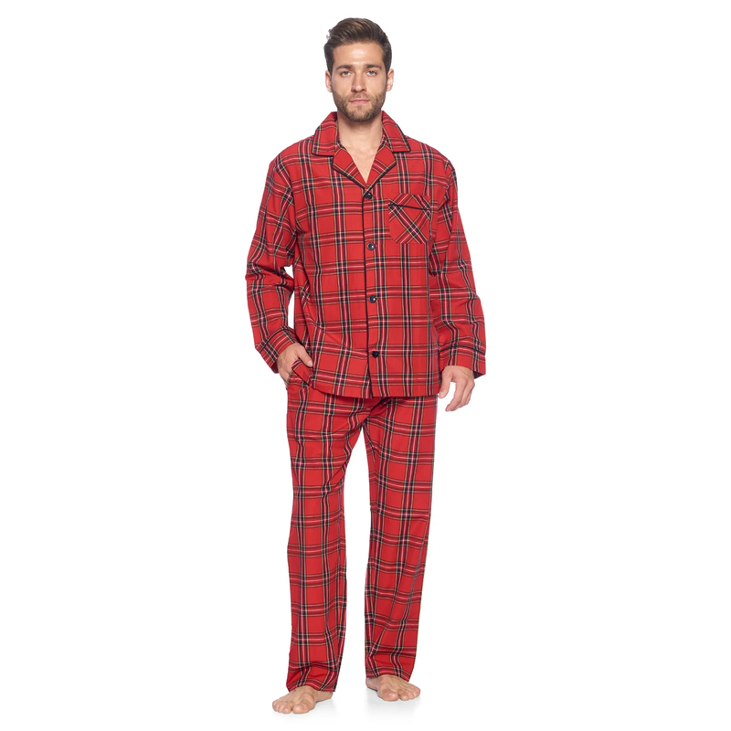 Conjunto de ropa de dormir de manga larga con estampado de cuadros 100 % algodón para hombre de alta calidad al mejor precio de fábrica de Bangladesh_voghion.com