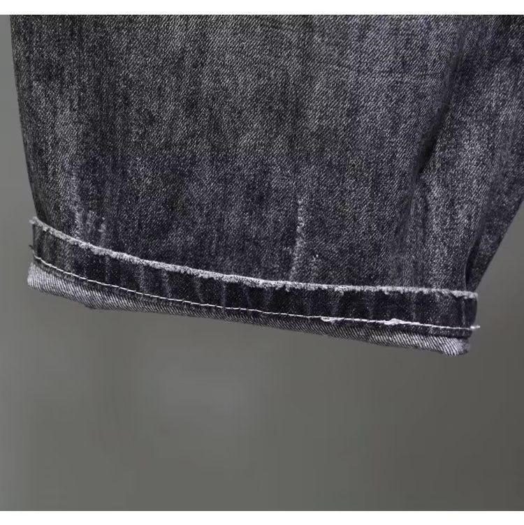 Short en jean pour homme, coupe slim, tendance, style coréen, noir et gris, cinq pièces_voghion.com