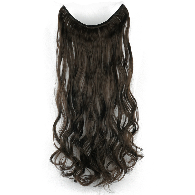 Soowee 17 colores largo negro gris rubio sintético resistente al calor postizo Fih Line Halo invisible cabello ondulado_voghion.com