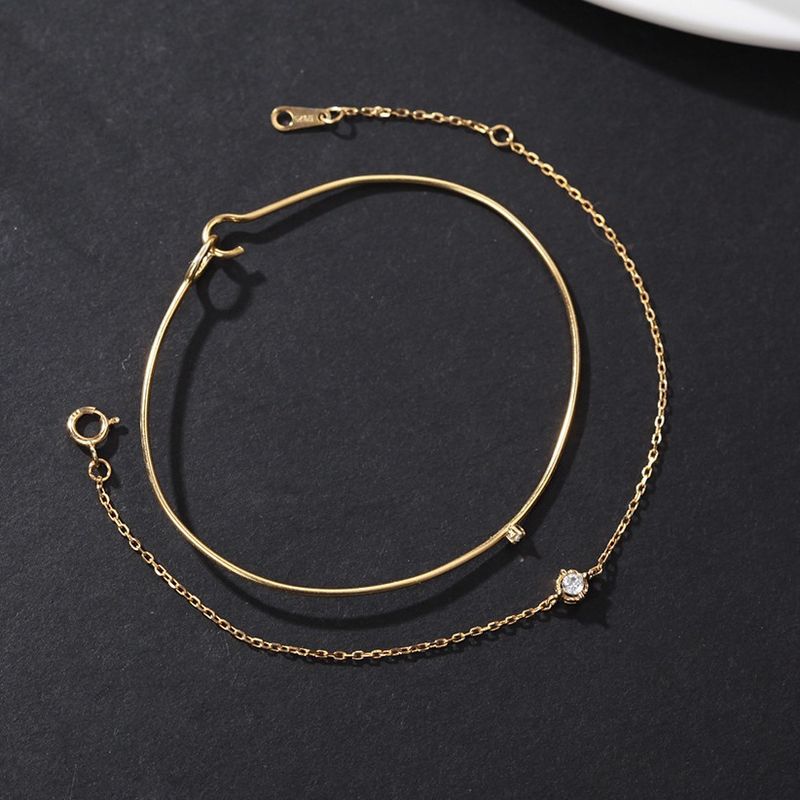Collana da donna in argento puro con diamante singolo, estremamente fine, con clavicola corta e catena semplice sottile_voghion.com