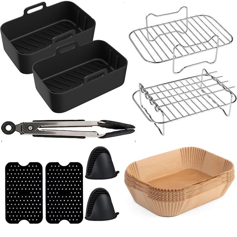 Andere Kochgeschirrteile Air Fryer Zubehör Set Rechteckiges Grill-Backblech Geeignet für Doppeltopf-Serie Backofen_voghion.com