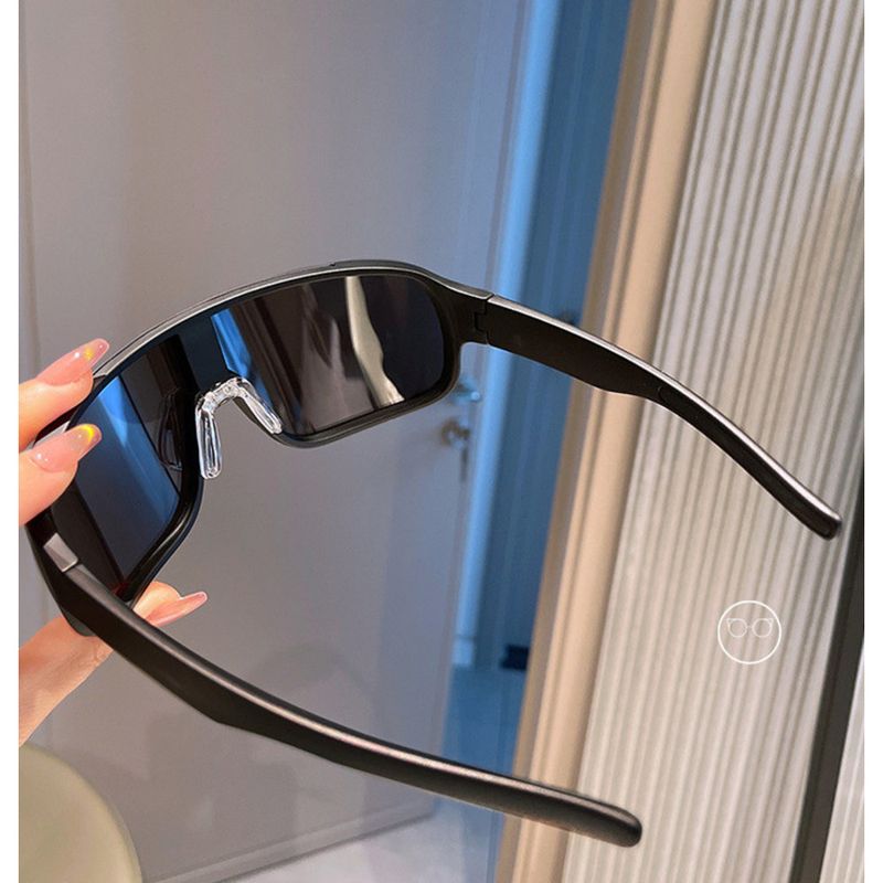 Korean Style Spring Summer One-piece Sunglasses Women With Large Faces, Windproof Cycling Glasses Men, Trendy Reflective_voghion.com