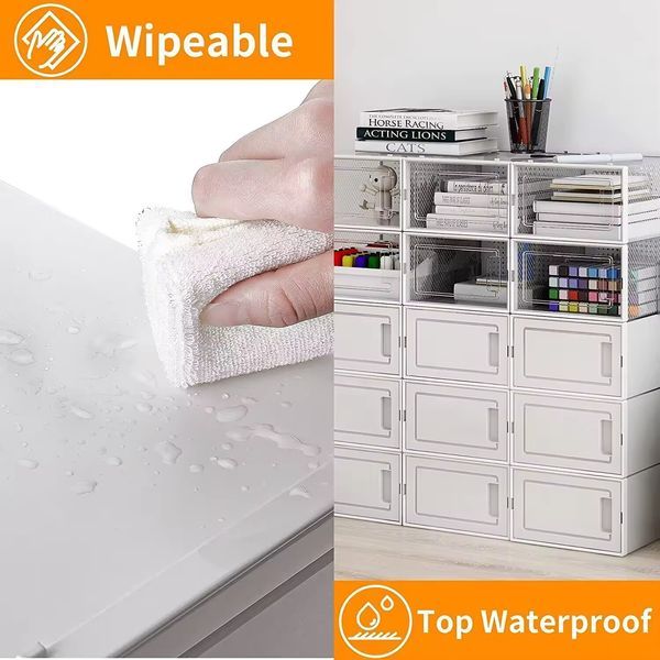 WAYTRIM Clear Plastic Stackable Storage Shoe Box, 15 Pack Foldable Shoe Box Storage Sneaker Containers Storage Bins Shoe Storage Organizer Drawer Fi_voghion.com