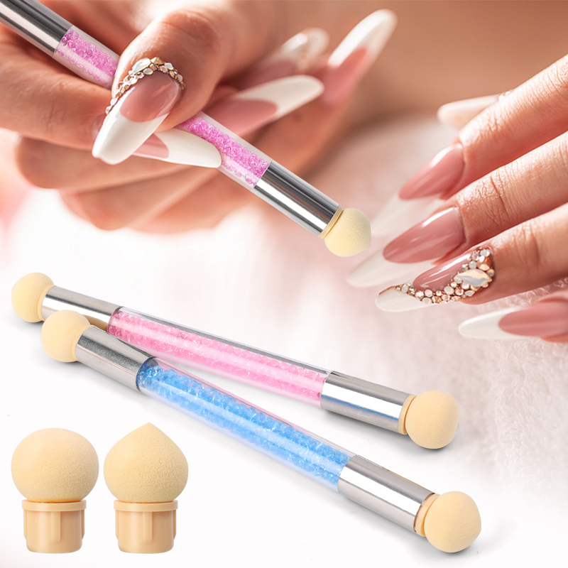 Farbverlauf 1 doppelseitiger Farbstift Punktpinsel Schwammkopf Wasser Diamantgriff Nagelkunstpinsel Nagelkunstschmerz_voghion.com
