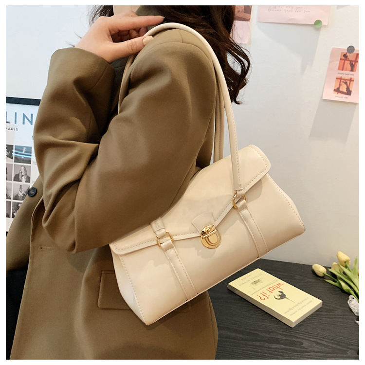 Retro High-end Underarm Document Tote Bag Female 2023 New Fashion Simple commuter shoulder bag_voghion.com