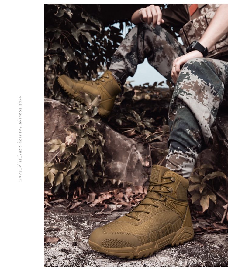Grenzüberschreitende übergroße Militärstiefel, atmungsaktive taktische Stiefel, Outdoor-Wanderstiefel für Spezialkräfte, verschleißfeste Trainingskampfstiefel_voghion.com
