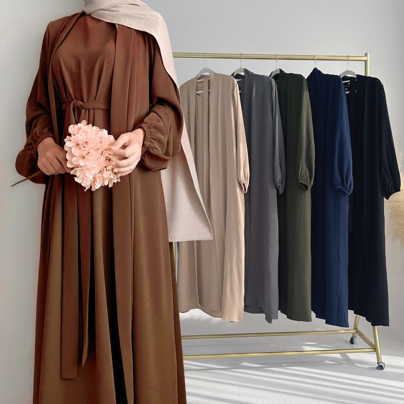 Verve 2025 Turkey Dubai Solid Color Two-Piece Women's Robe LN837_voghion.com
