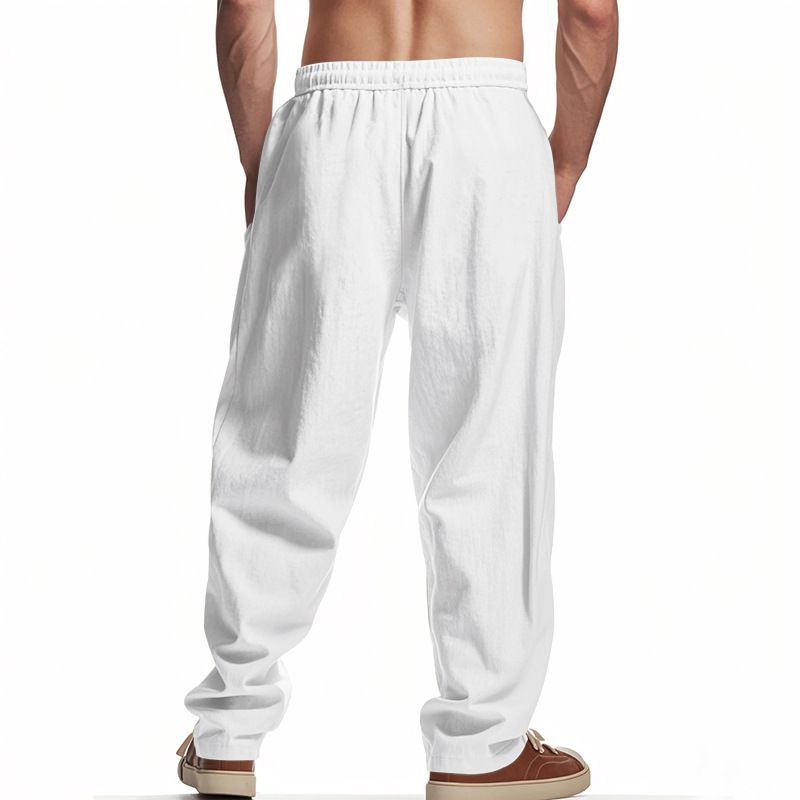 Four Seasons Men's Linen Breathable Bohemian Style Loose Wide-leg Hip-hop Casual Sports Pants_voghion.com