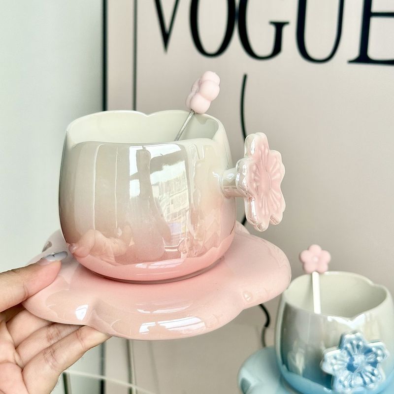 Nordic Style Gradient Coffee Cup And Saucer Exquisite Office Afternoon Tea Mug Women's Practical Gift For Bridesmaids_voghion.com