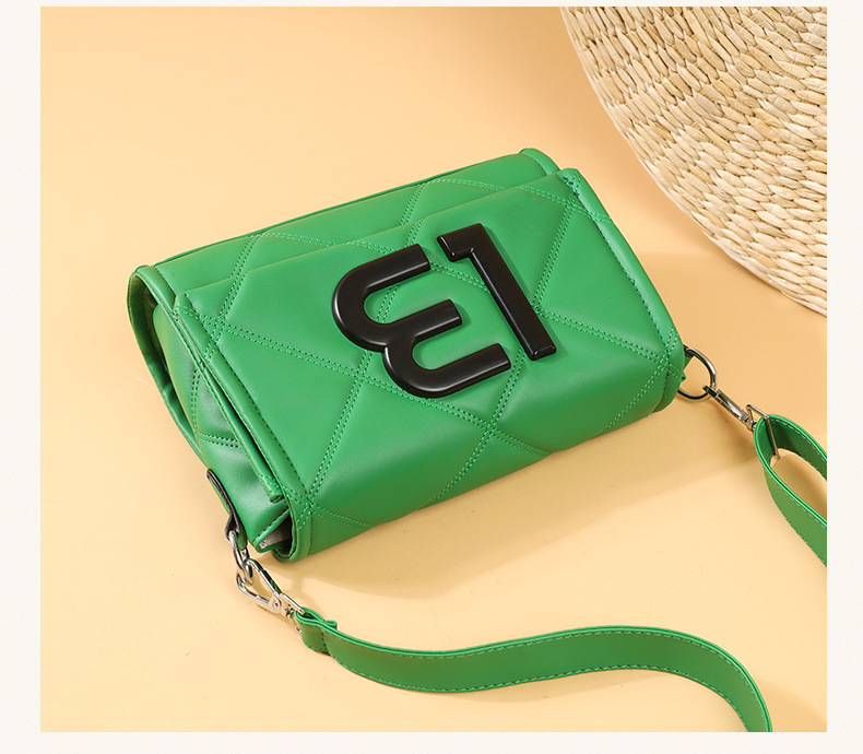 2023 Casual Free And Easy Casual Borsa da donna monospalla Borsa transfrontaliera borsa da donna con linea di pressione a rombo digitale di moda popolare_voghion.com