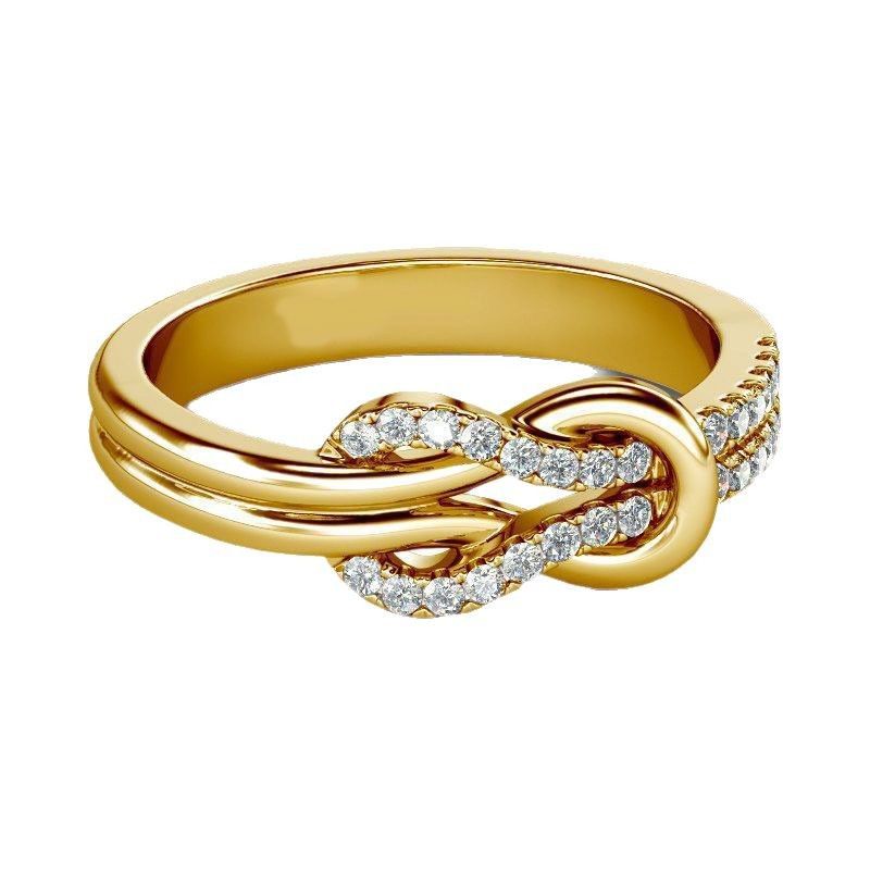 Elegante anello di fidanzamento da donna in stile coreano e giapponese con diamanti intarsiati a forma di fiore annodato_voghion.com