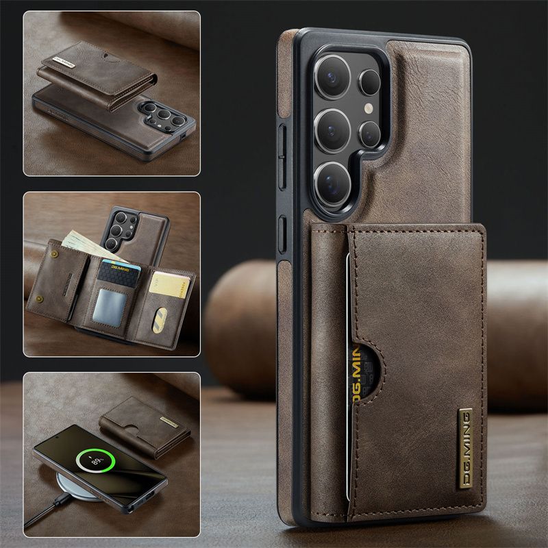Custodia magnetica staccabile 2 in 1 per Samsung Galaxy S25 Edge S24 FE S23 S22 S21 Ultra Portafoglio in pelle con tasca porta carte sul retro_voghion.com