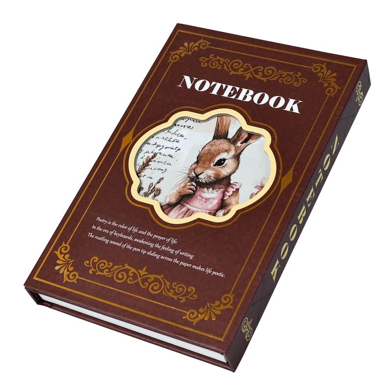 Education & Office Supplies New Bronzing Vintage Rabbit Notebook Portable Triple Folding Journal Cross-border Best-selling Record Book_voghion.com
