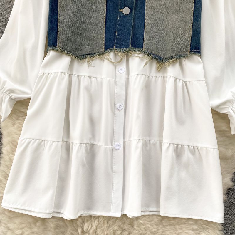 populära tvådelade kostymer, koreanska damkläder, designjacka i jeansväst, mångsidig babydollkjol, fashionabla tvådelade kostymer_voghion.com
