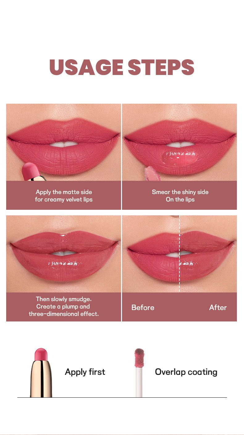 Pudaier Cross-border 10 Farbe Doppelkopf Lippenstift Lipgloss Matte Lip Glaze Farbe Flüssiger Lippenstift Samt Lipgloss_voghion.com