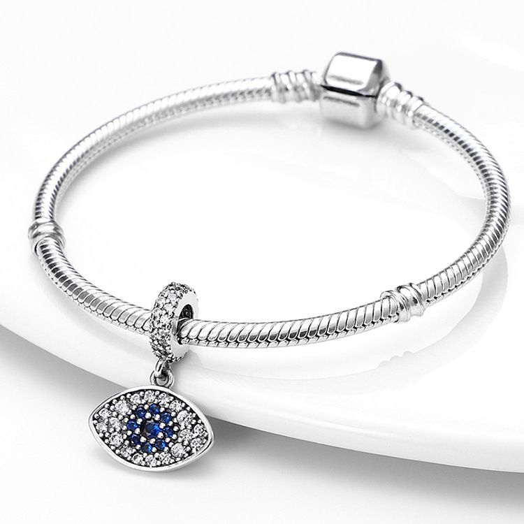Gioielli da donna in rame bianco placcato argento 925 serie occhio del diavolo accessori fai da te perline pendenti_voghion.com