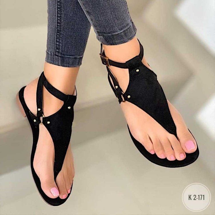 casual tanga plat sandale dama curea cu catarama cu o linie uzura exterioara sandale de marime mare pentru femei_voghion.com