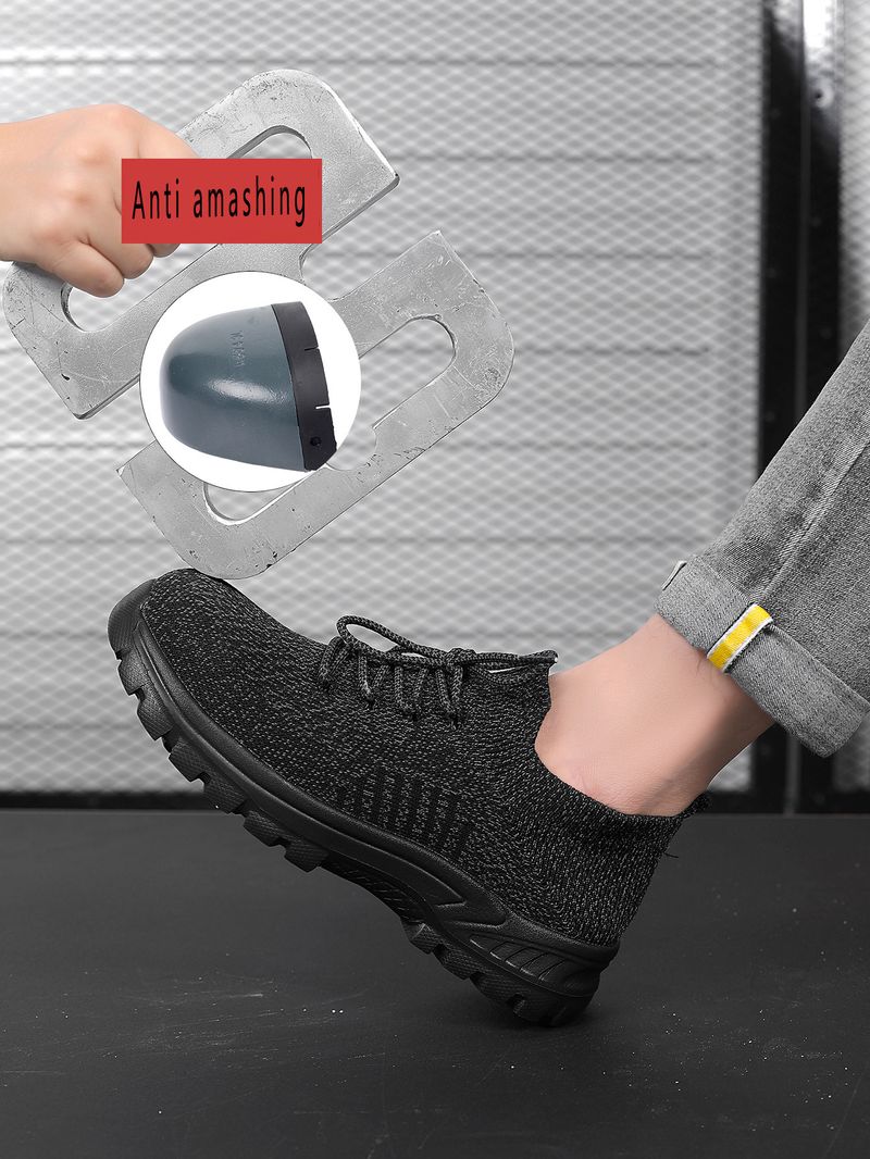 Scarpe da uomo, nuove scarpe da lavoro in tessuto volante, traspiranti, anti-sfondamento e anti-perforazione, testa in acciaio e suola solida, isolamento termico_voghion.com