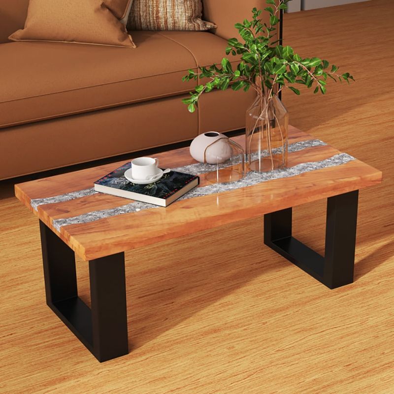 Premium Teak Wood Patio Table With River-Inspired Epoxy Tabletop – Durable, Waterproof & Stylish Outdoor Coffee Table For Garden, Poolside_voghion.com