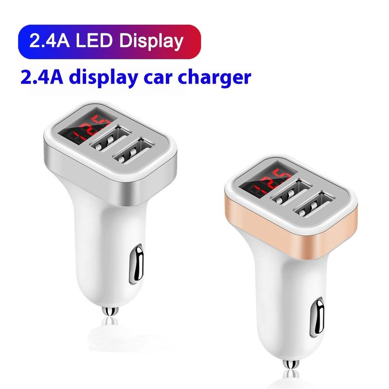 Music Festival 2.4A displayoplader, telefon med digital dobbelt USB 2-i-1 biloplader_voghion.com