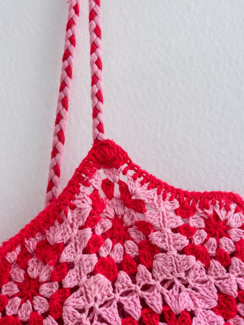 Damenbekleidung Sommer Neue Großhandel Häkeln Gestrickte Gedruckt Kleid Rock Hosenträgerrock_voghion.com