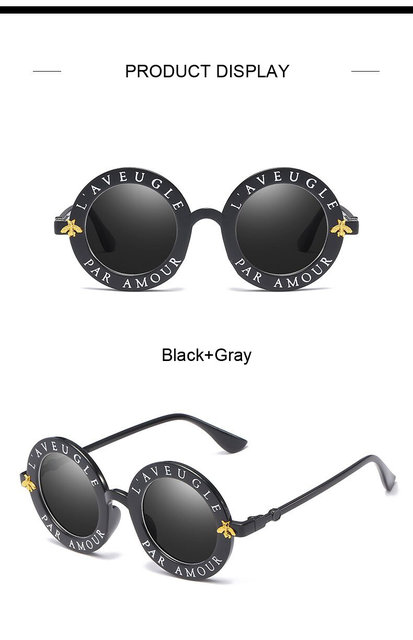 2020 New Fashion Round Frame Sunglasses Woman Vintage Sun Glasses Female Bee Design Brand Designer UV400_voghion.com