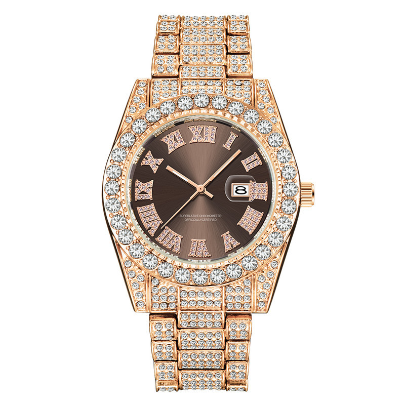 Marke Männer Gold Voller Diamant Hip Hop Datum Quarz Uhren 3582_voghion.com