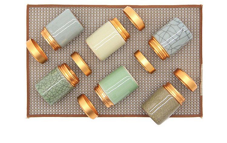 Mini Tea Tins Caddy with Airtight Lids Porcelain Can Home Kitchen Canisters for Tea Coffee Sugar Storage Loose Leaf Tea_voghion.com