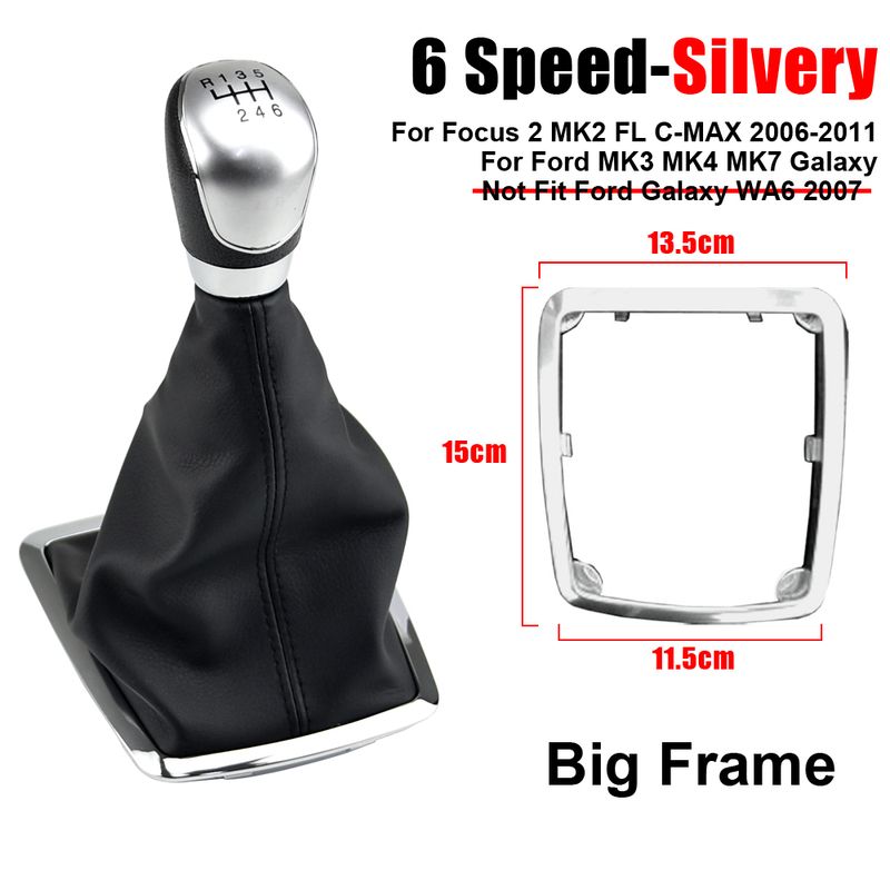 5/6 gears gearstangsknop håndbold til Ford Focus 2 FL C-MAX 2006-2011 3 4 7 Galaxy læderbetræk til manchetbeklædning_voghion.com