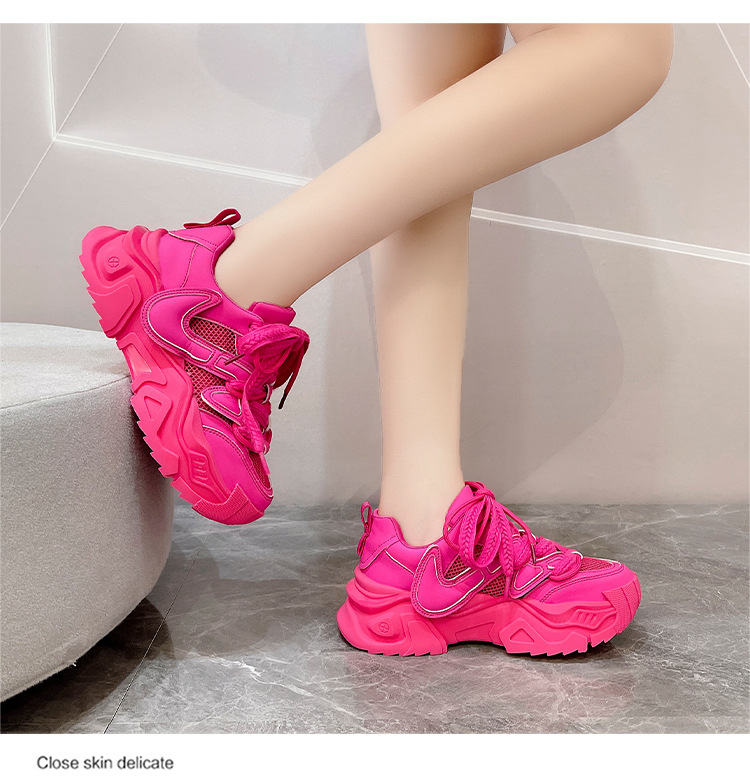 Europäische Waren Nischendesign Sport Damenschuhe 2023 Neue Sommer Single Mesh bequeme atmungsaktive rosarote alte Schuhe_voghion.com